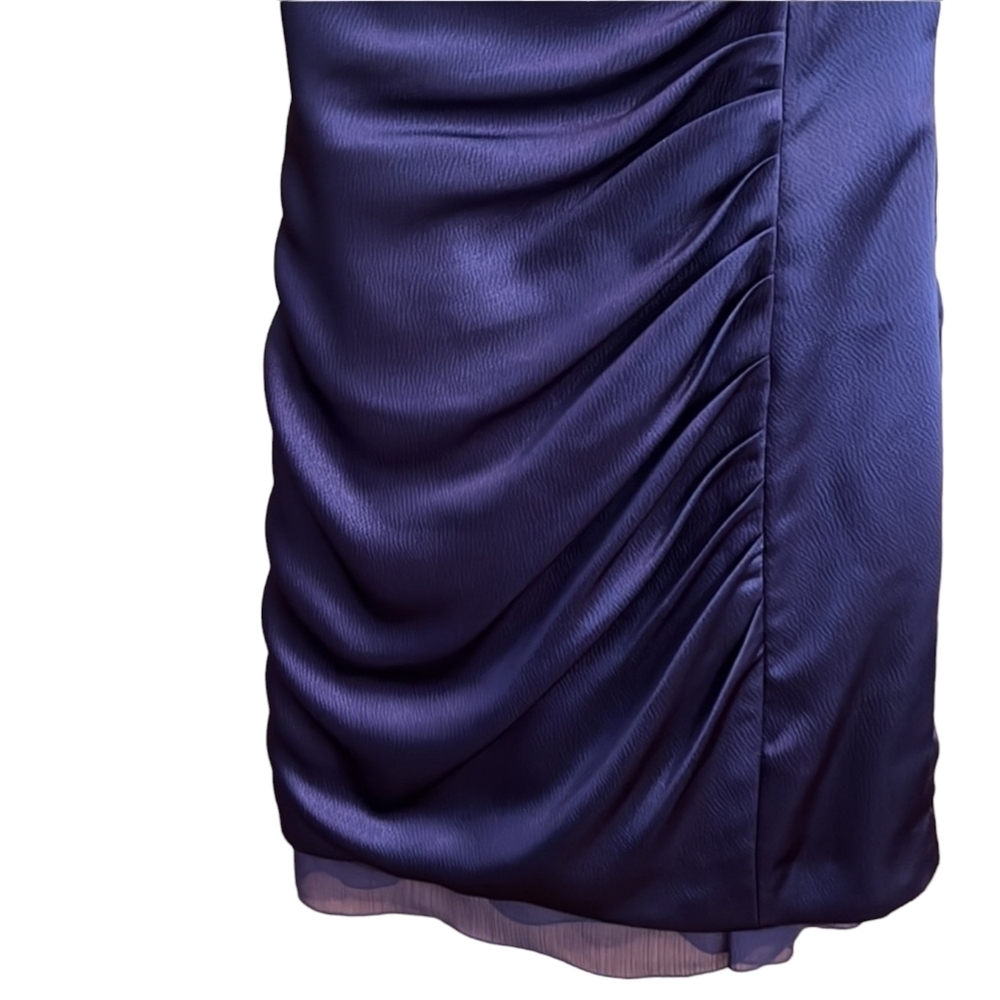White by Vera Wang Ruched One Shoulder Purple Formal Party Dress, Size 6 - Picture 4 of 6